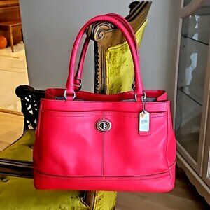 COACH Park Carryall Lipstick Red Satchel Bag